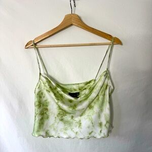 2/$20 UO Out From Under Cropped Sage Green Tie Dye Satin Tank